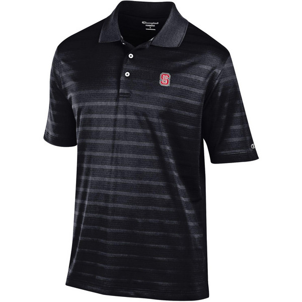 Golf Shirt - Black - Textured Strip